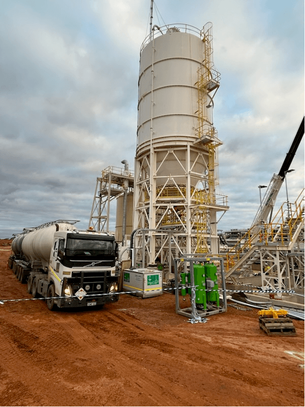 First delivery of Quicklime being decanted in Kalgoorlie WA.