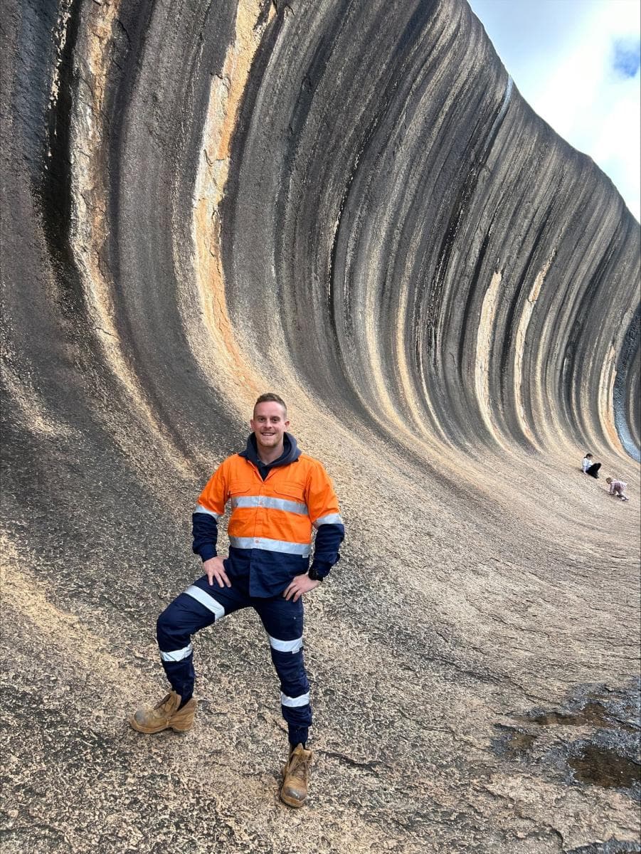 Tom sightseeing at Wave Rock (just a few kilometres from our customer's facility)